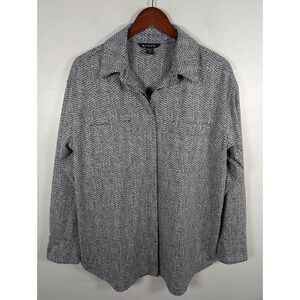 Athleta‎ Shirt Jacket Women's Medium Braiden Black Textured Pockets Long Sleeve